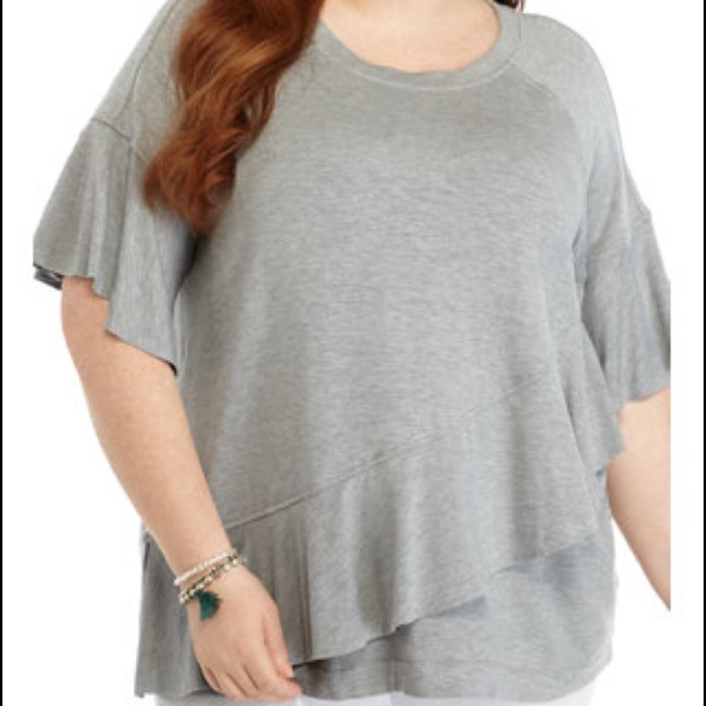 💐Spring sale! 50% off!💐 Fever Ruffle Front Slub Knit Top